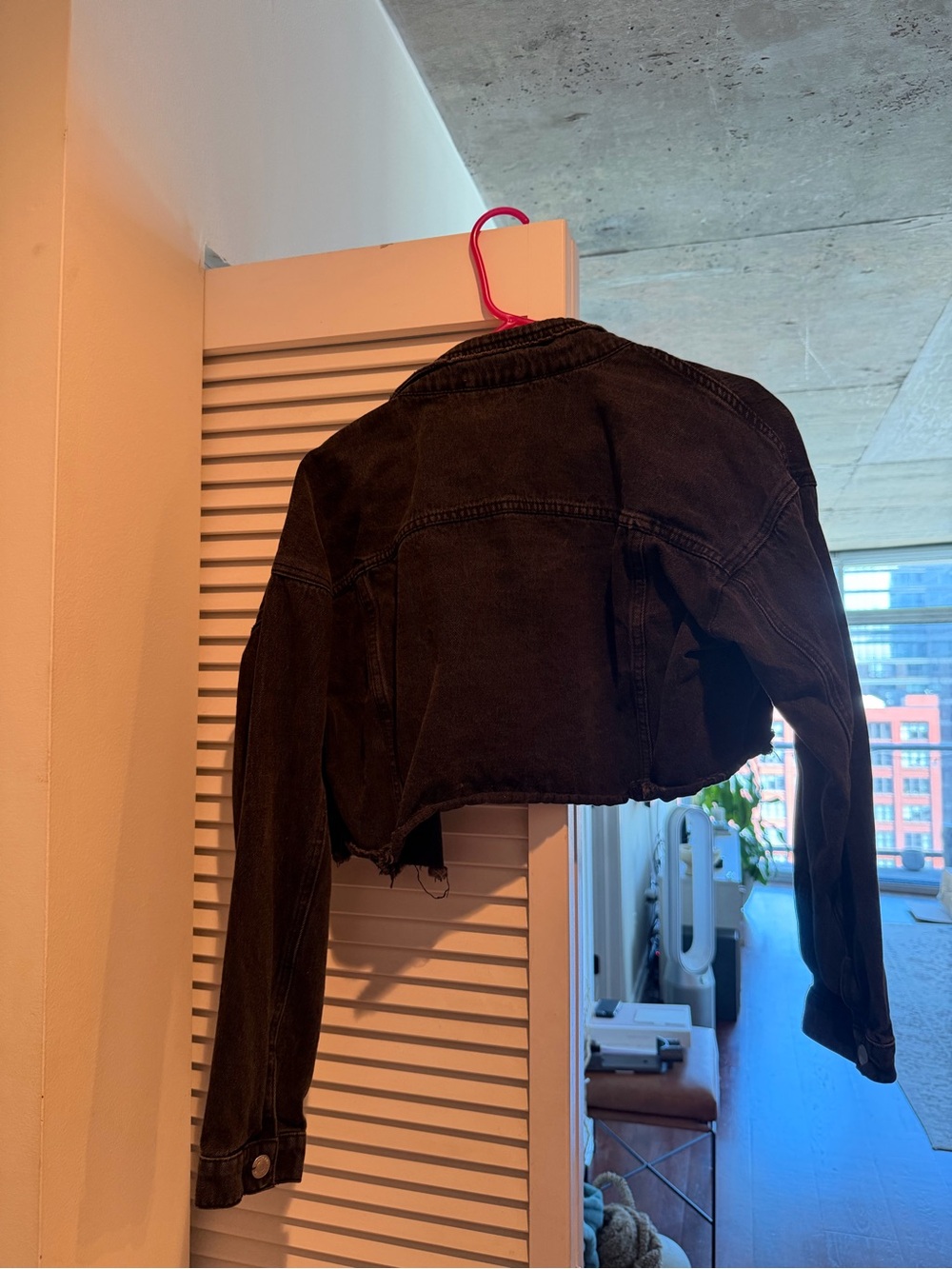 Cropped Black Denim Jacket - Womens - Picture 2 of 2